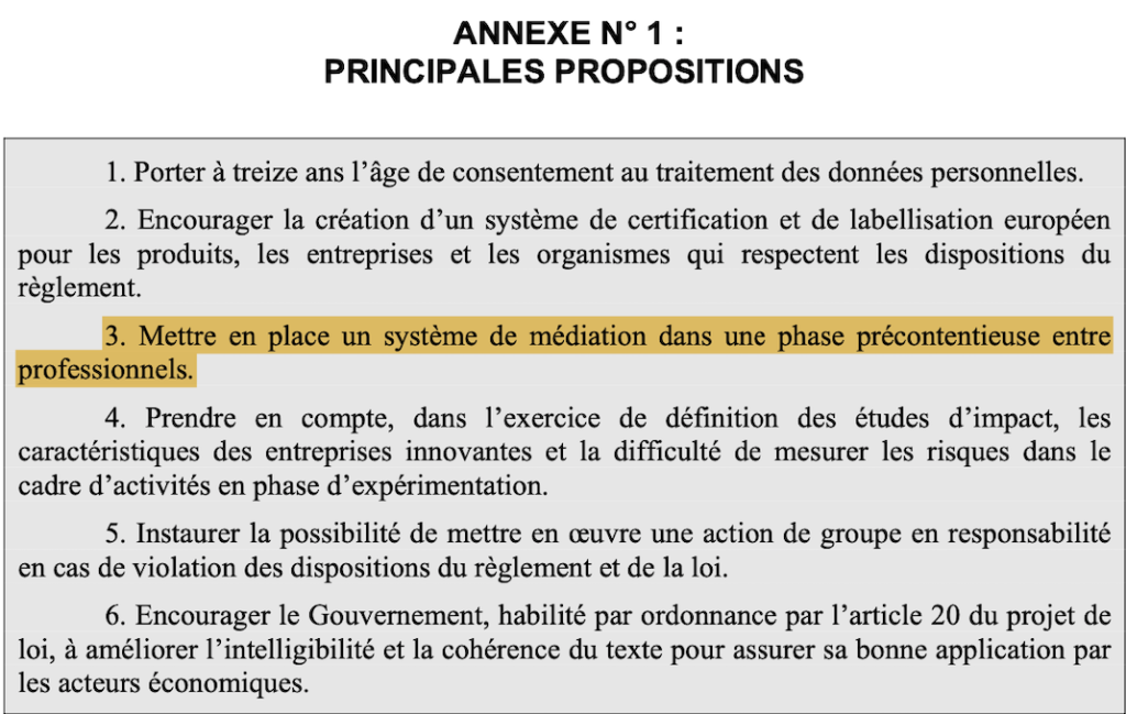 annexe : propositions